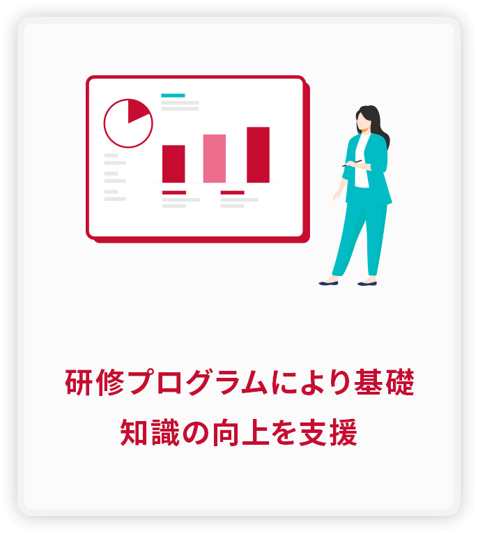 研修プログラムにより基礎知識の向上を支援